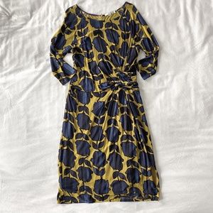 Boden Harper Dress, Mustard Shadow Floral 14 Tall